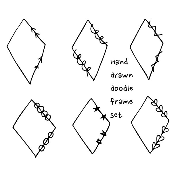 手绘涂鸦圆形和方形矢量图片边框框架。复古复古素描框架，画框横幅，图片和照片插图图片下载