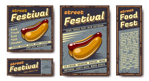 快餐复古海报。图片下载