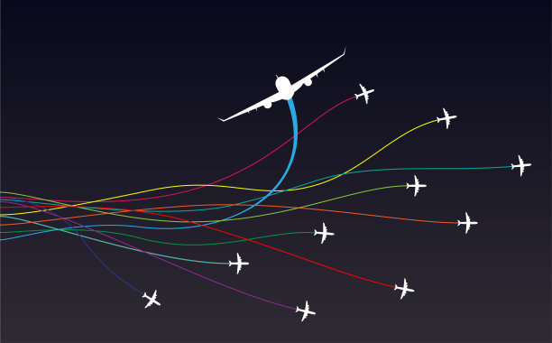 航空旅行与飞机颜色线图片下载