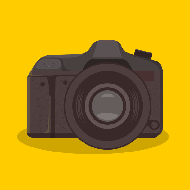 详细的数字单反相机平面设计矢量图像。平面矢量设计的复古宝丽来即时相机照片。简单的设计复古相机照片插图图片下载