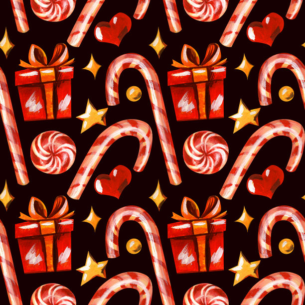 无缝图案与圣诞糖果。图片下载