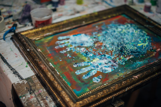 画布上的抽象手绘艺术背景图片下载