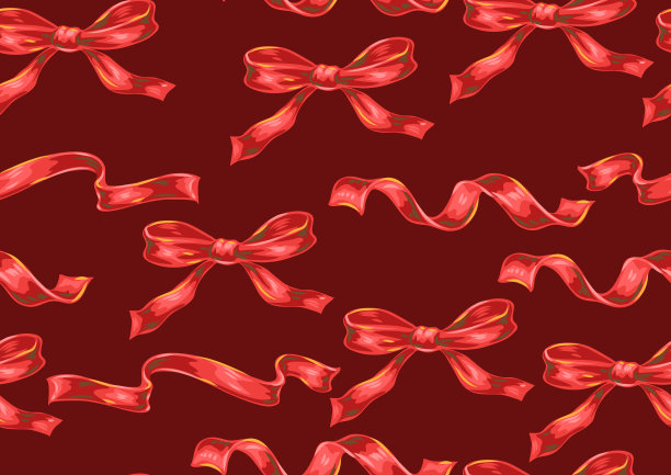 无缝图案与红色蝴蝶结和丝带。图片下载