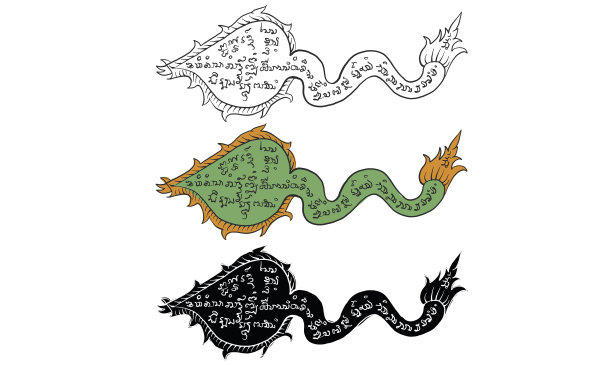 动物在泰国传统纹身，泰国传统绘画在寺庙，向量图片下载