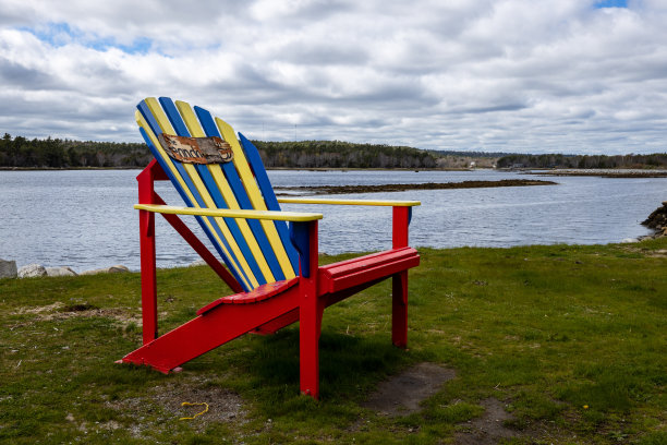 海滩上的老式加拿大椅子图片下载