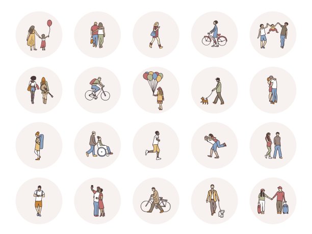 社交媒体上有小行人的图标图片下载