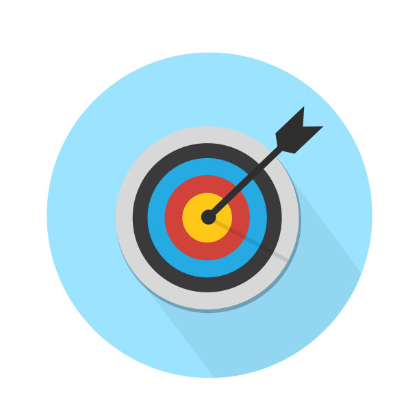箭头按下目标按钮。专注于目标、成功、成功投资、成功的商业策略、有针对性的投资策略、图标插图和矢量图片下载