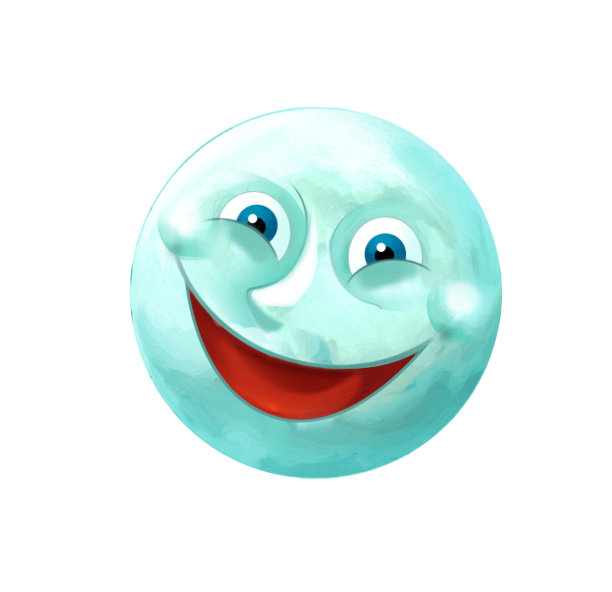 卡通快乐和有趣的月亮或陨石孤立在白色的背景图片下载