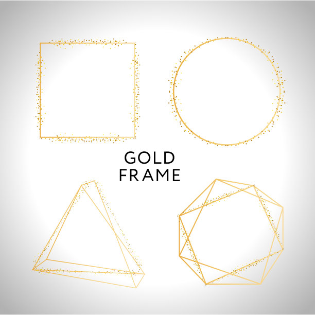 金色框架装饰孤立向量闪亮的金色金属梯度边框图案为您的设计图片下载