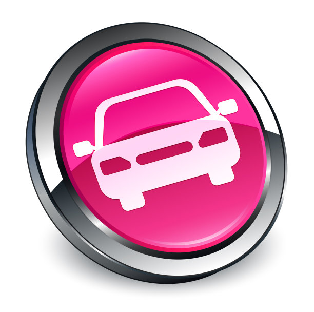 汽车图标3d粉色圆形按钮图片下载