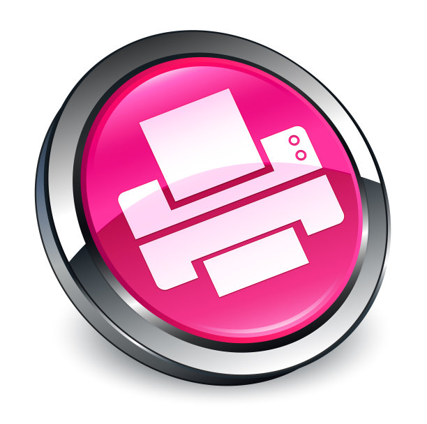 打印机图标3d粉色圆形按钮图片下载
