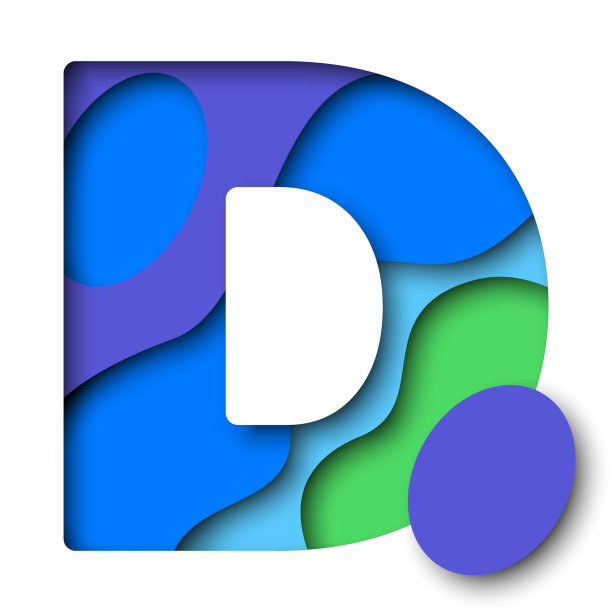 字母“D”充满现实的多色剪纸层贺卡，海报，邀请，小册子图片下载