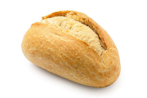 白色法国面包卷孤立在白色。图片下载