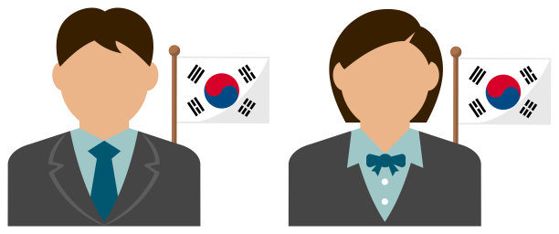 不知名的商人拿着国旗/韩国。平面向量插图。图片下载