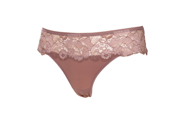 美丽的女性蕾丝棕色内裤孤立在白色的背景。性感内衣图片下载