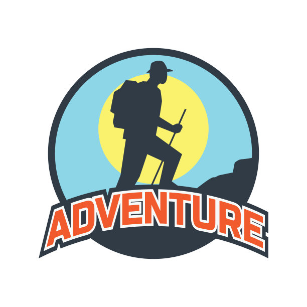 冒险图标与文字空间为您的口号/标签线，矢量插图图片下载