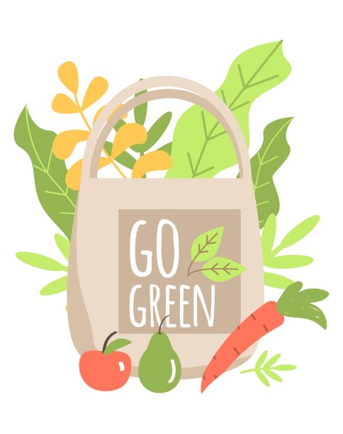 生态袋织物购物者矢量插图。图片下载