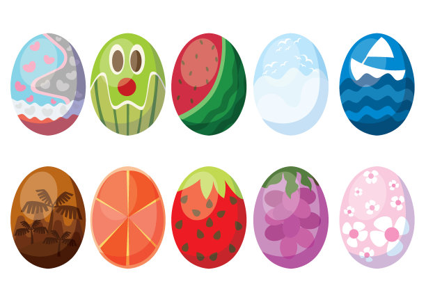 复活节彩蛋设计的白色背景插图向量图片下载