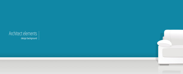 绿松石背景内墙，白色沙发与复制空间为您的文本图片下载