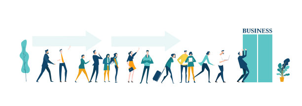 商务人士排队等待更好的工作。发现新的机会，竞争，改善和护理增长的概念说明图片下载