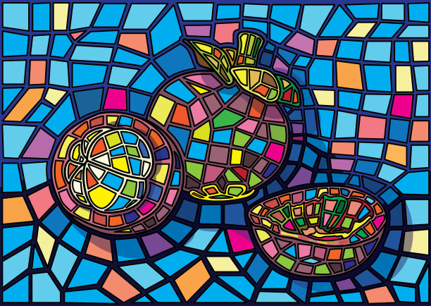 山竹果摩西彩色玻璃插图矢量图片下载