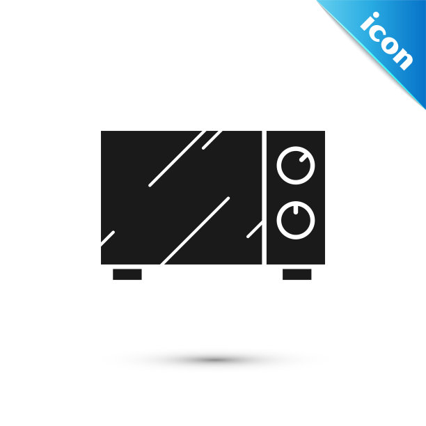黑色微波炉图标孤立在白色背景。家用电器图标。矢量图图片下载