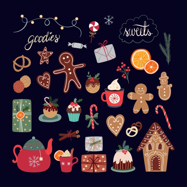 带有季节性元素的圣诞系列图片下载