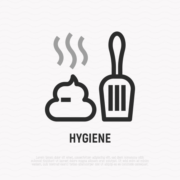 卫生后的宠物细线图标:粪便和勺。现代矢量插图的宠物商店。图片下载