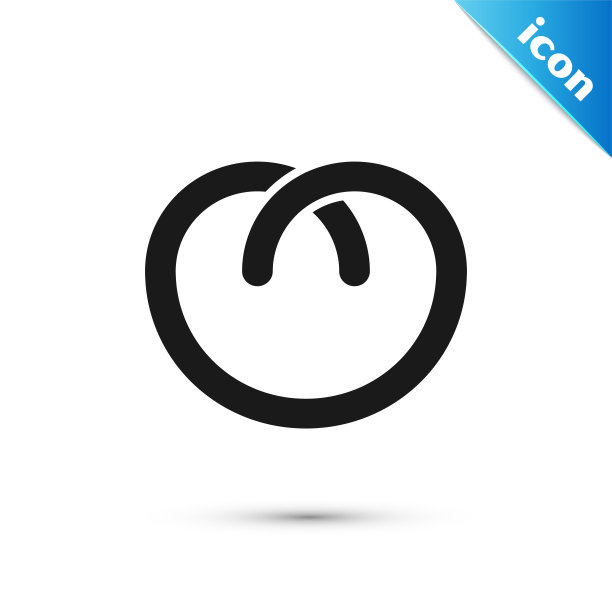 黑色椒盐卷饼图标孤立在白色背景。德国安慰食品糕点。啤酒节的节日。矢量图图片下载