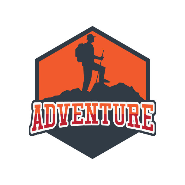 冒险图标与文字空间为您的口号/标签线，矢量插图图片下载