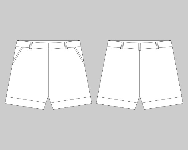 技术草图短片设计模板。女士短裤矢量插图图片下载