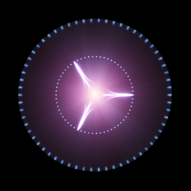 发光的紫色盘与光束隔离在黑色背景。科幻，未来和外层空间的概念图片下载