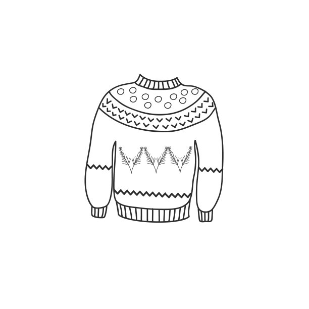 一件涂鸦风格的温暖羊毛衫的图片。手绘矢量图。图片下载