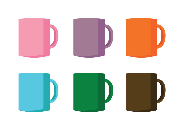 咖啡杯多色白色背景插图向量图片下载