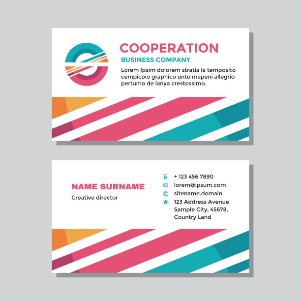 商务访问卡模板-概念设计。抽象塑造合作品牌。矢量插图。图片下载