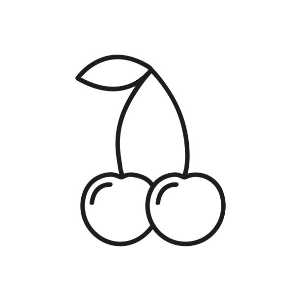 樱桃线图标，轮廓向量符号，线性象形文字孤立在白色。标识说明图片下载