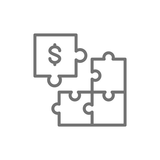 拼图货币投资线条图标，白色背景图片下载