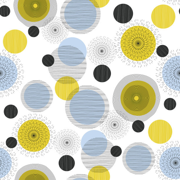 圆和半圆的无缝几何图案。北欧风格。抽象的现代背景。矢量壁纸的时尚装饰artdeco设计准备打印。图片下载