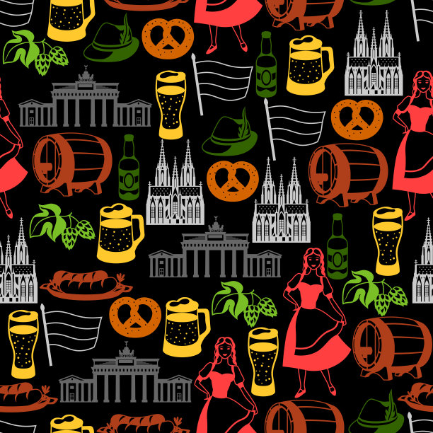 德国无缝模式。德国民族传统符号。图片下载