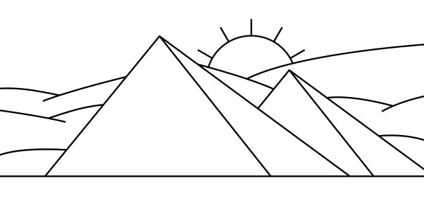 金字塔阳光夏季沙漠景观插画图片下载
