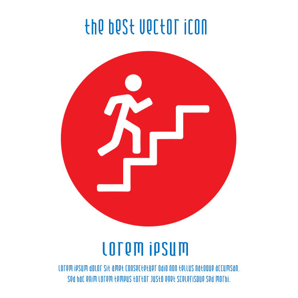 事业成功的比喻。商人在楼梯上运行的矢量图标eps 10。图片下载