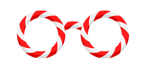 圣诞快乐，条纹图案的眼镜。图片下载