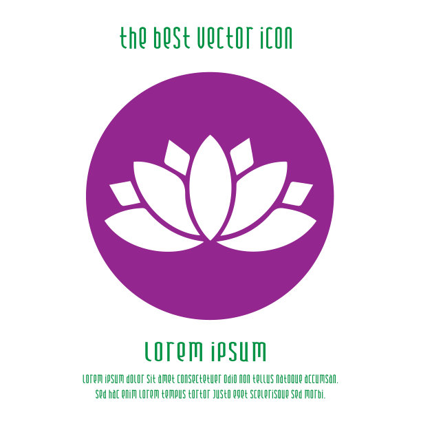莲花花矢量图标eps 10。灵性简单的剪影象征。图片下载
