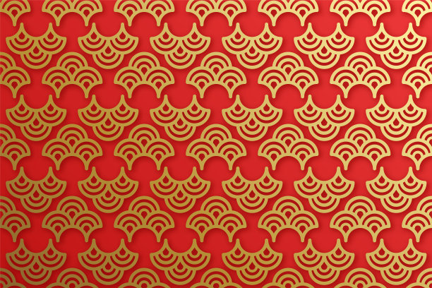 中国传统东方装饰背景，红金云图案无缝衔接。素材图片
