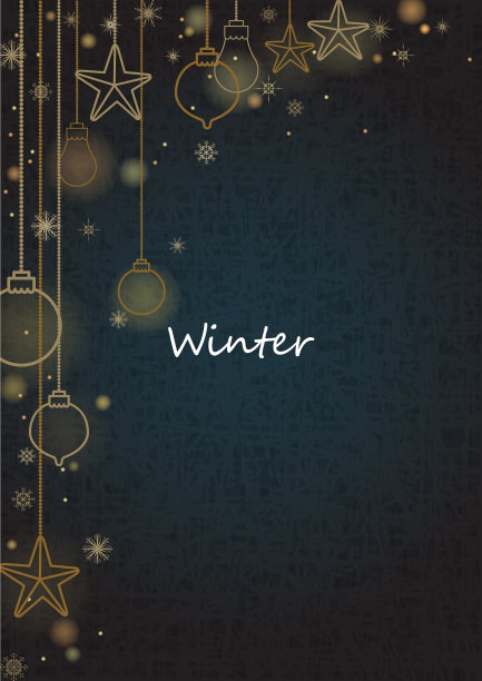 圣诞球和星星装饰与雪花在海军蓝背景矢量装饰圣诞节日事件。图片下载