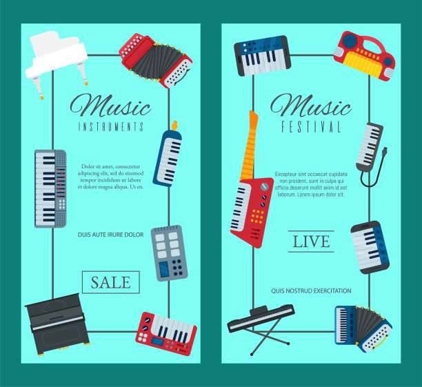 音乐键盘乐器演奏合成器设备旗帜d图片下载