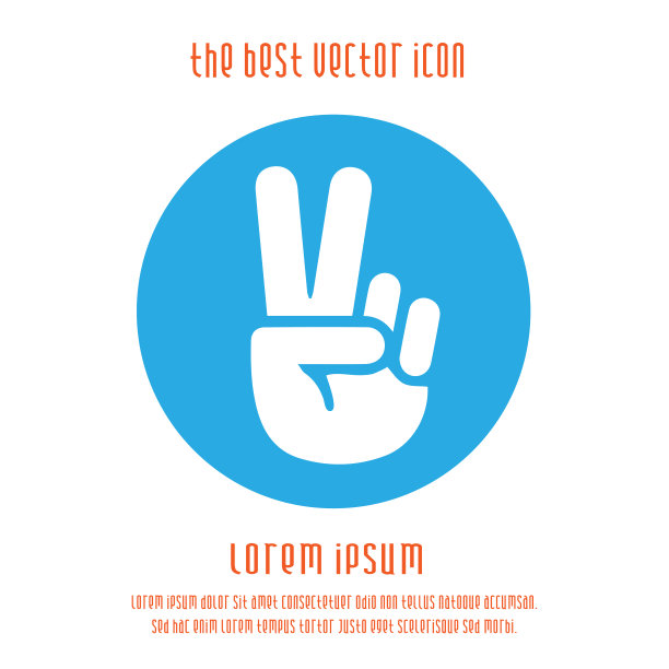 胜利符号向量图标eps 10。V手势信号。图片下载