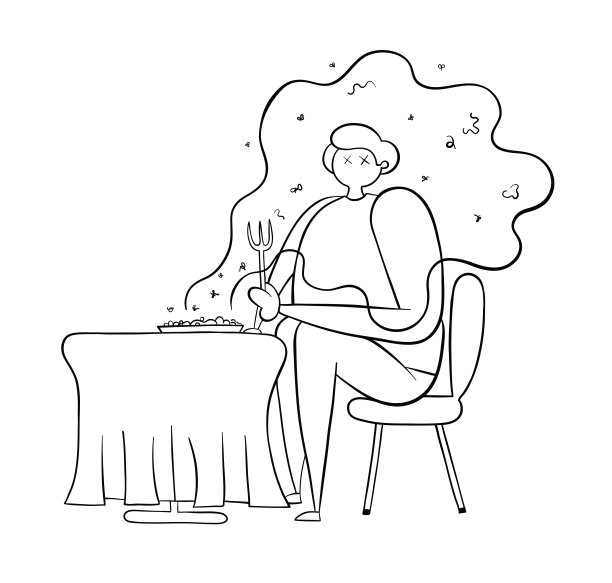 在这家餐馆点的菜闻起来很难闻。矢量插图。图片下载