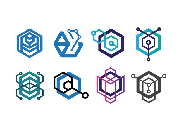 抽象几何六边形技术标志设计矢量模板集合集图片下载