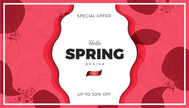 画荷花的插画背景。矢量创意横幅模板图片下载